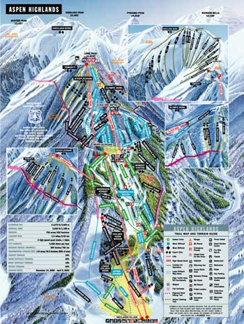 aspen highlands ski resort trail map, Colorado