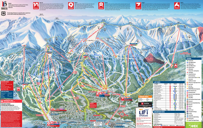 Breckenridge Ski Resort Trail Map, Summit County, Colorado