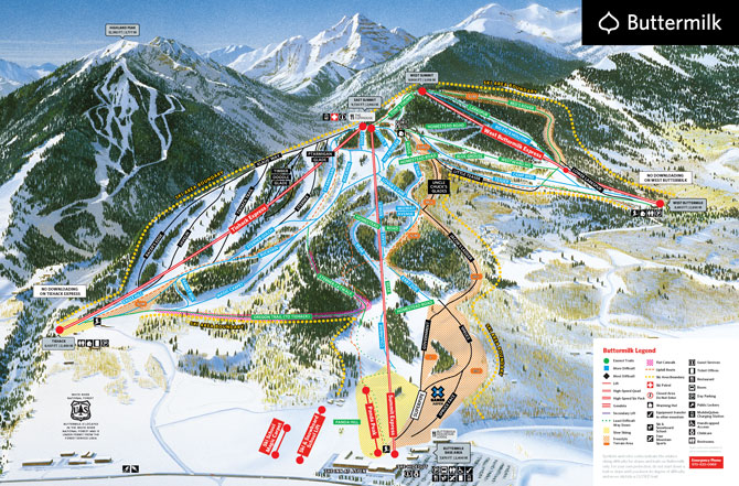 Buttermilk Ski Resort Trail Map, Aspen-Snowmass, Colorado