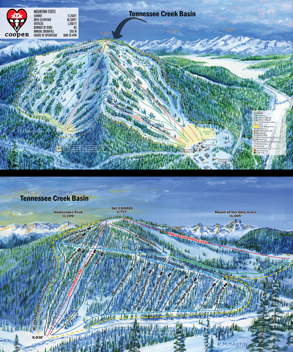 Ski Cooper Resort Trail Map, Leadville, Colorado