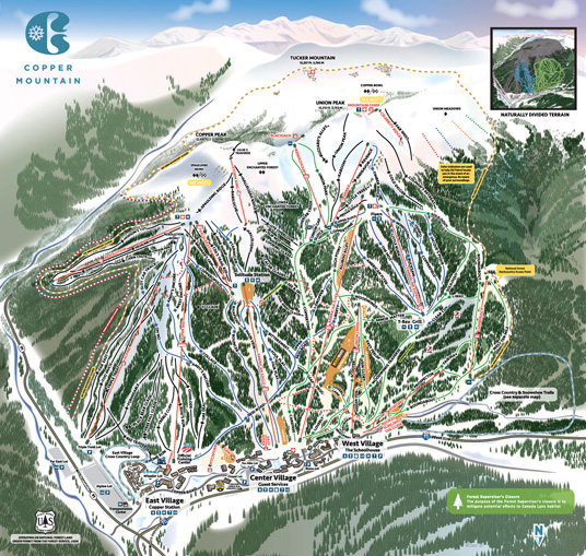 Copper Mountain Ski Resort Trail Map, Colorado