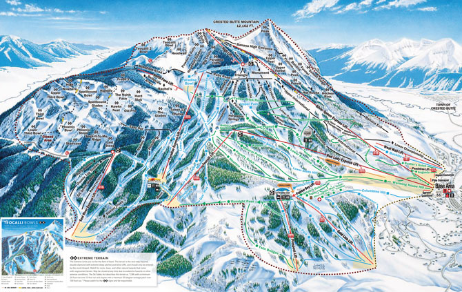 Crested Butte Mountain Ski Resort Trail Map, Crested Butte, Colorado