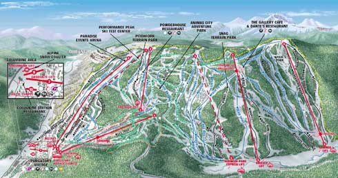 Purgatory resort ski trail map, Colorado