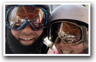 Couple skiing at Eldora Ski Resort in  Colorado