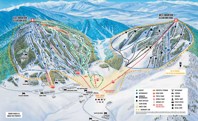 Granby Ranch Ski Resort Trail Map, Granby, Colorado