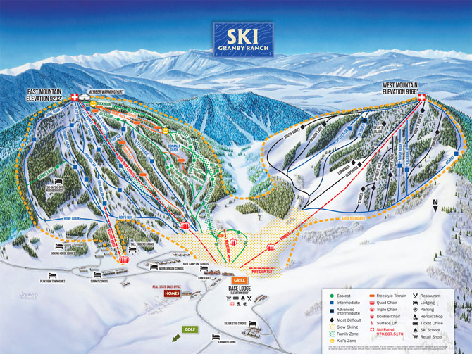 Trail Map for SolVista Basin at Granby Ranch Ski Resort, Colorado