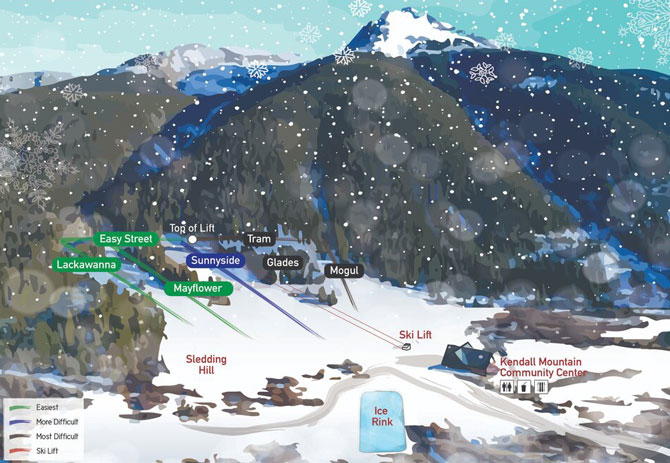 Kendall Mountain Ski Area and Resort Trail Map, Colorado