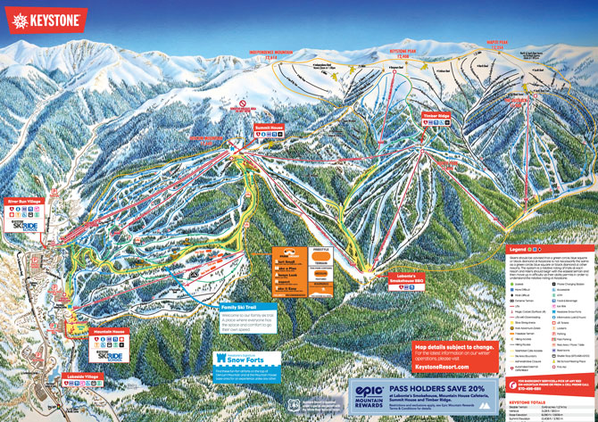 Keystone Ski Resort Trail Map, Keystone, Colorado