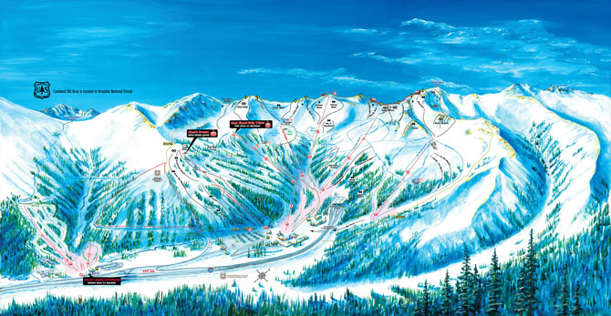 Loveland Ski Area and Resort Trail Map, Loveland, Colorado