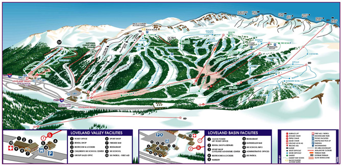 Loveland Ski Area Trail Map, Loveland, Colorado
