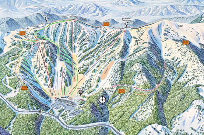 Monarch Mountain Ski Resort Trail Map, Salida, Colorado