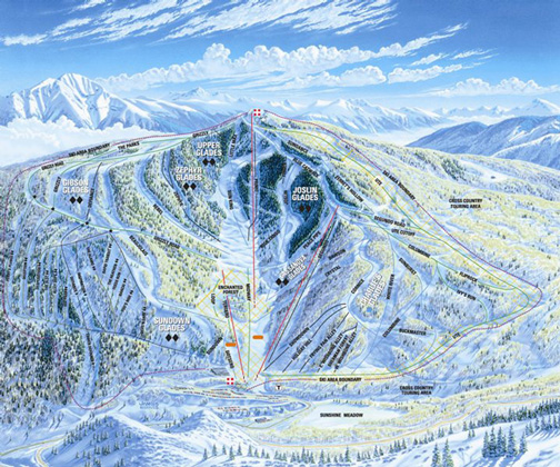 Sunlight Mountain Ski Resort Trail Map, Colorado