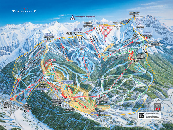Telluride Ski Resort Trail Map, Colorado