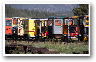 Railroad cars lining the tracks in South Fork Colorado
