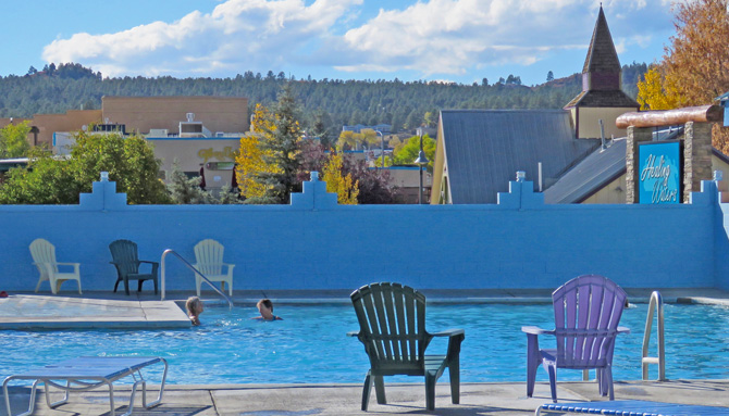 4 Adults in Warm Pool at Healing Waters Resort and Spa in Pagosa Springs, Colorado near Durango