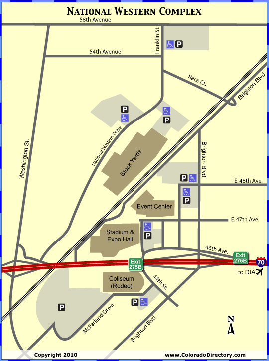National Western Stock Show, Parking and Complex map, Denver, Colorado