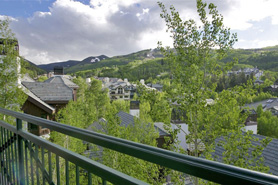 View from balcony of the Park Hyatt Beaver Creek Resort and Vail Vacation Rentals, Colorado.