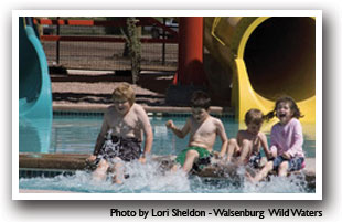 Kids playing in water, photo by Lori Sheldon, Walsenburg Wild Waters, Walsenburg, Colorado