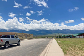Beautiful view of mountains from road along the Frontier Pathways Scenic and Historic Byway, Colorado.