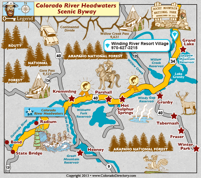 Winding River Resort Village Location Map, Colorado Vacation Directory